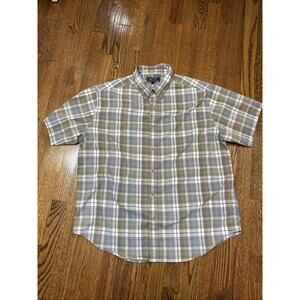 Architect Premium Quality Men’s XL Plaid Short Sleeve Button Up Shirt Brown Tan
